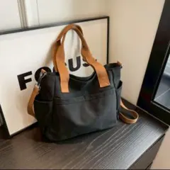 黒 大容量トートバッグ A4可 キャンバス地　通勤　通学　旅行