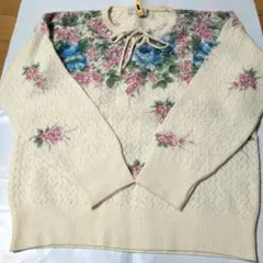 Hanano- knit Yoshimura 花柄 長袖ニットセーター