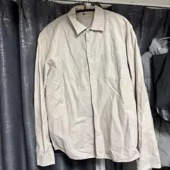 無印良品 ベージュ コットン長袖シャツ L-XL