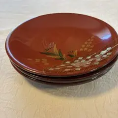 大内塗⭐︎銘々皿３枚セット蒔絵　金箔/伝統工芸品、漆器　美術品