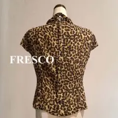 FRESCO レオパードドレープネックブラウス 日本製 ヒョウ柄 80s レトロ