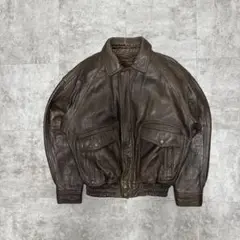 80s A-2 real leather bomber jacket vtg