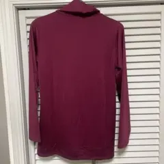 バーガンディ 長袖 ハイネックトップス LL