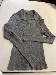 UNIQLOグレーリブ編みセーター 100%ウール