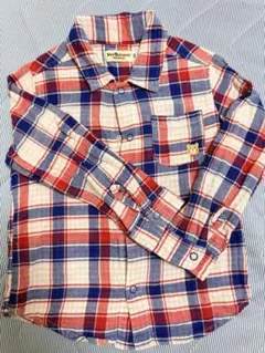 美品 mikihouseホットビスケッツ チェックシャツ 長袖 100cm