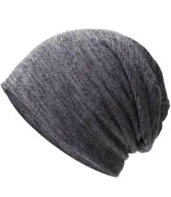 ダークグレー☆ニット帽 メンズ 無地 ゆったり 防寒 秋冬 柔らかい