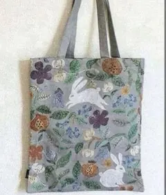 松尾ミユキ　レクタングル トート　プランツ ラビット　うさぎ　ウサギ　ゴブランのサムネイル