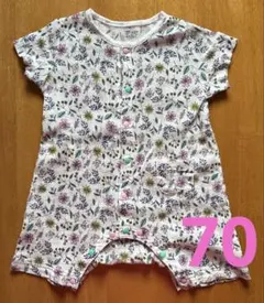 ベルメゾン　楊柳花柄ロンパース70 カエルロンパース