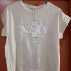 Salty プリントフレンチスリーブTシャツ ベージュ