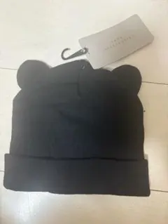 【新品未使用タグ付き】ZARA 耳付きブラックベビー帽子 40cm