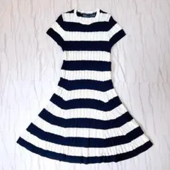 《2024年モデル 美品》ポロラルフローレン ストライプケーブルニットワンピース