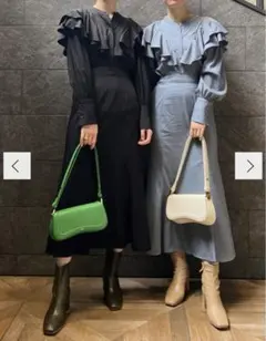 美品　LAGUNAMOON フリル　ナローワンピース　完売　ブラック