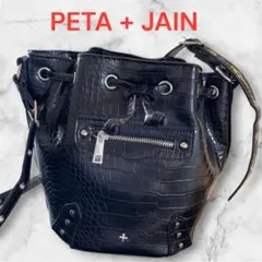 美品❤️PETA + JAIN クロコ型押し 2wayバケットバッグ　ブラック