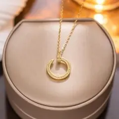 N-92G.釘モチーフ　ネックレス　ゴールド　アレルギー対応　ジルコニア