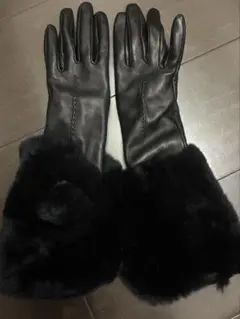 Sermoneta gloves レザー ファー付き グレー ロンググローブ - メルカリ