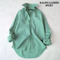 RALPH LAUREN SPORT シャツ ストライプ グリーン ロゴ刺繍 4