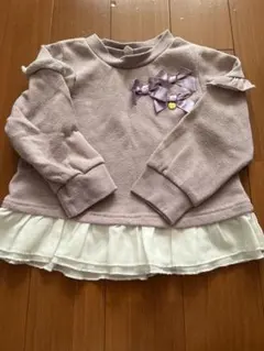 フリル付き薄紫色トレーナー 95cm
