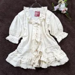 ★タグ付新品★ピンクハウス　オーバーブラウス　ピコフリル　リボン　ティアード