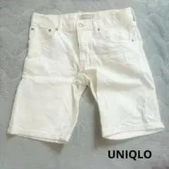UNIQLO スリムストレートデニム ハーフパンツ ホワイト 28インチ
