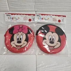 ミッキー＆ミニーフェイクレザーミニポシェット2点