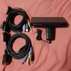 美品◆エレコム◆4ポートDVI/USB接続対応KVMスイッチKVM-DVHDU4