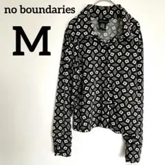 美品✨no boundaries 【M】幾何学模様 長袖　シャツ　モノトーン
