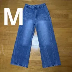 WYM CURVED FLARE DENIM SLACKS インディゴブルー M