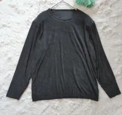 日本ニット商連 長袖カットソー ドット柄 光沢 黒 アセテート素材