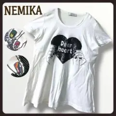【ネミカ／NEMIKA】レリアン 半袖 コットンTシャツ 白 ビジュー 日本製