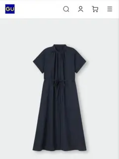 GU ネイビー シャツワンピース 半袖