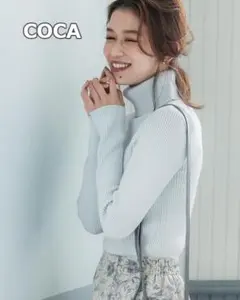 COCA 極厚タートルネック リブニット 水色