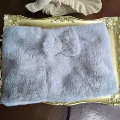 極暖！　グレー ネックウォーマー レディース　リボン付き