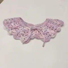編み物　手編み　かわいい　フリル付きペット用つけ襟　貝殻　シェル