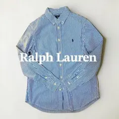 (美)ラルフローレン ストライプシャツ 青ポニー刺繍 ボタンダウン