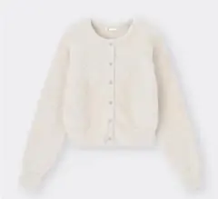 GU ジーユー　シャイニークルーネックカーディガンZ ナチュラル　M