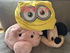 ユニバミニオンクッション　ディズニーミッキの被り物　豚の被り物