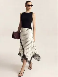 SHEIN ドット サテン レース アシンメトリースカート M〜Lサイズ相当のサムネイル