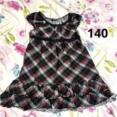 140 ワンピース　キャミワンピース　冬　秋　リボン　チェック