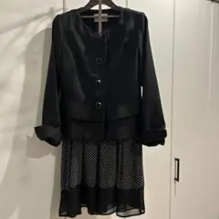 黒いドット柄スカート付きジャケット★ご質問お気軽にどうぞ★