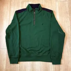 ス*ー様 ノーティカ L相当 ハーフジップ スウェットトレーナー ロゴ刺繍 裏起