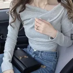 GRL グレイル 3Wayドレープカシュクールトップス[dk1261] グレー