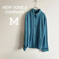 NEW YORK & COMPANY ターコイズ 長袖シャツ ブラウス 【M】