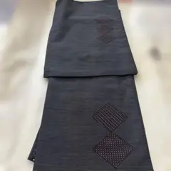 ダークグレー 紬着物 ダイヤモンド刺繍