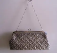 【組曲】シルバー 編み込みデザイン ・・・パーティーバッグ