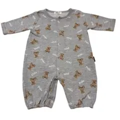 【セット販売可】バースデイPOLO Baby くま柄 長袖ロンパース グレー