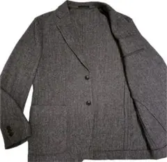 未使用級/XL UNIQLO テーラードジャケット　ツイード　グレー　秋冬
