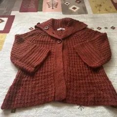 レディースニット　ベスト　七部袖　オレンジ