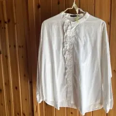 vent blanc ホワイトコットンフリル長袖シャツ新品未使用