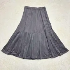 ベロアロングスカート◆Aライン(XL)大きいサイズ 光沢感 ウエストゴム 秋冬