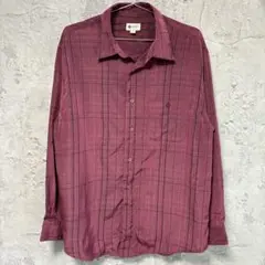 チェックシャツ 長袖シャツ ボルドー レッド 90sロック グランジ 古着